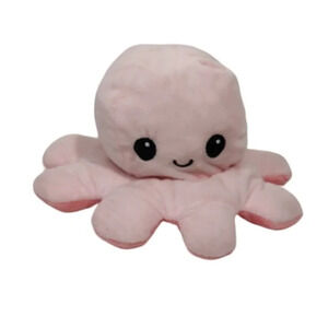 Reversible Plush Octopus Toy Pink Happy and Angry Faces Musical 4 Inches FLAW
